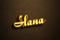 Yellow Neon Light Text Effect of name Ilana on Golden background Royalty Free Stock Photo