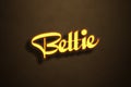 Yellow Neon Light Text Effect of name Bettie on Golden background Royalty Free Stock Photo