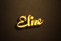 Yellow Neon Light Text Effect of name Elize on Golden background Royalty Free Stock Photo