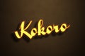 Yellow Neon Light Text Effect of name Kokoro on Golden background Royalty Free Stock Photo