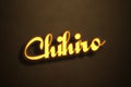 Yellow Neon Light Text Effect of name Chihiro on Golden background Royalty Free Stock Photo
