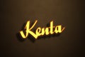 Yellow Neon Light Text Effect of name Kenta on Golden background Royalty Free Stock Photo