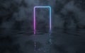 Neon light with fog background at night, 3d rendering Royalty Free Stock Photo