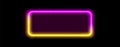 Neon light frame box line rectangle background. Led neon glow vector shape banner sign square background frame