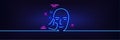 Healthy face skin line icon. Good care sign. Neon light glow effect. Vector