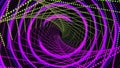 Neon light green pink purple pink swirl line on black background. Abstract geometric backdrop. Glitch Art trippy digital wallpaper