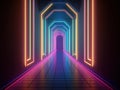 Neon light hallway with fluorescent colors.