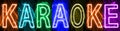 Neon light lettering of word Karaoke