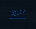 Plane takeoff icon. Airplane transport symbol. Royalty Free Stock Photo