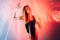 Neon light portrait female tenderness woman red