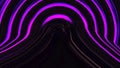 Neon light purple pink circle on black background. Abstract geometric backdrop. Glitch Art trippy digital wallpaper. Ultra violet