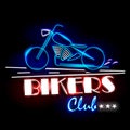 Neon Light signboard for Bikers Club Royalty Free Stock Photo