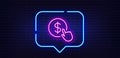 Hand Click line icon. Currency exchange sign. Neon light speech bubble. Vector Royalty Free Stock Photo
