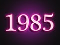 Pink glowing Neon light text effect of number 1985. Royalty Free Stock Photo