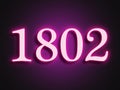 Pink glowing Neon light text effect of number 1802. Royalty Free Stock Photo