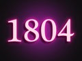 Pink glowing Neon light text effect of number 1804. Royalty Free Stock Photo