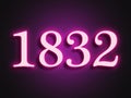 Pink glowing Neon light text effect of number 1832. Royalty Free Stock Photo