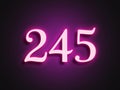 Pink glowing Neon light text effect of number 245. Royalty Free Stock Photo
