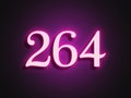 Pink glowing Neon light text effect of number 264. Royalty Free Stock Photo