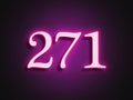 Pink glowing Neon light text effect of number 271. Royalty Free Stock Photo