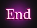 Pink glowing Neon light text effect of word End. Royalty Free Stock Photo