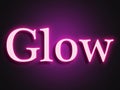 Pink glowing Neon light text effect of word Glow. Royalty Free Stock Photo