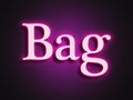 Pink glowing Neon light text effect of word Bag. Royalty Free Stock Photo