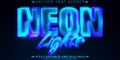 Neon light text effect, editable gamer and digital text style Royalty Free Stock Photo
