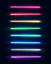 Neon light tubes set. Halogen or led light lamps. Royalty Free Stock Photo