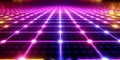 A neon lighting background featuring a grid of bright neon yellow and purple squares, creating a