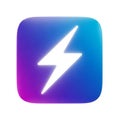 A Neon Lightning Bolt Icon on a Gradient Background with a White Background symbol electricity Royalty Free Stock Photo