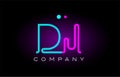 neon lights alphabet dj d j letter logo icon combination design Royalty Free Stock Photo