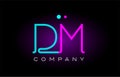 neon lights alphabet dm d m letter logo icon combination design Royalty Free Stock Photo