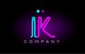 neon lights alphabet ik i k letter logo icon combination design Royalty Free Stock Photo