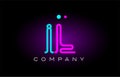 neon lights alphabet il i l letter logo icon combination design