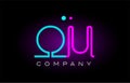 neon lights alphabet ou o u letter logo icon combination design