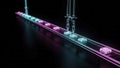 Neon Lights on Conveyor Belt System Royalty Free Stock Photo