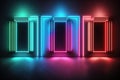 Neon lights door frames. Colorful abstract background