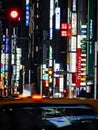 Neon lights from the Ginza district, Tokyo, Japan