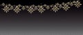 Neon Lights and Golden Garland with Snowflakes on Transparent Gr Royalty Free Stock Photo
