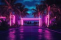Neon lights with Miami tropical vice style background Ai photo Royalty Free Stock Photo