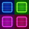 Neon Lights Round Frames Set for Your Custom Banner. vector illustration Royalty Free Stock Photo