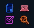 Attachment, Checkbox and Web analytics icons. Analytics sign. Attach file, Approved tick, Statistics. Royalty Free Stock Photo