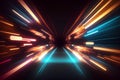 Neon lights speed tunnel background. Generative ai Royalty Free Stock Photo