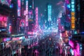 Neon Lights and Steel Dreams: A Hightech Festival in the City of Tomorrow Royalty Free Stock Photo