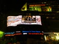 Neon lights of Times Square displays at night. manhattan, New York City, USA.
