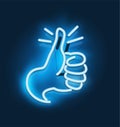 Neon Like symbol.Vector thumb up icon. Royalty Free Stock Photo