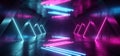 Neon Lines Tube Lights Futuristic Sci Fi Glowing Purple Blue Vibrant Laser Beams Showroom Concrete Dark Empty Background Tunnel Royalty Free Stock Photo