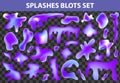 Neon liquid stains splashes set. Very Pery color 2022 . Fluid streaks and divorces collection. Drops spots. Splashes Royalty Free Stock Photo