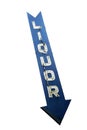 Neon Liquor Sign. Blue Neon Liquor arrow sign leading to the door of a Liquor Store. Liquor is enjoyed world wide. Royalty Free Stock Photo